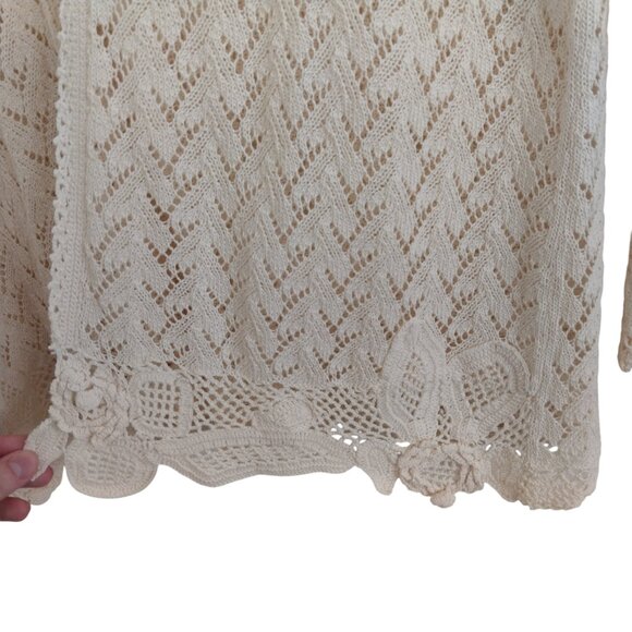 April Cornell New Vintage 1990's Crochet Lace Knit Cardigan Sweater Size XL - Picture 5 of 12